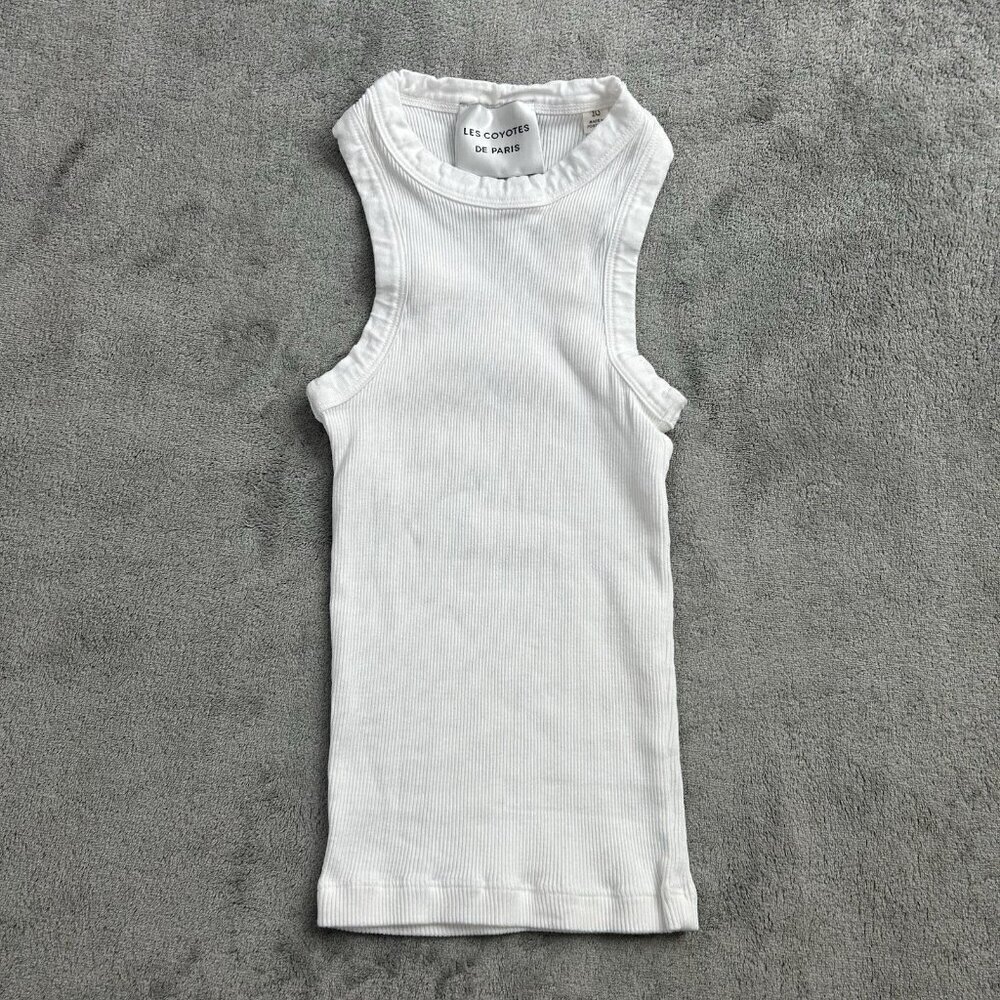 Les Coyotes De Paris Shirt Womens 10 Cotton Scoop Neck Racerback Tank Top White